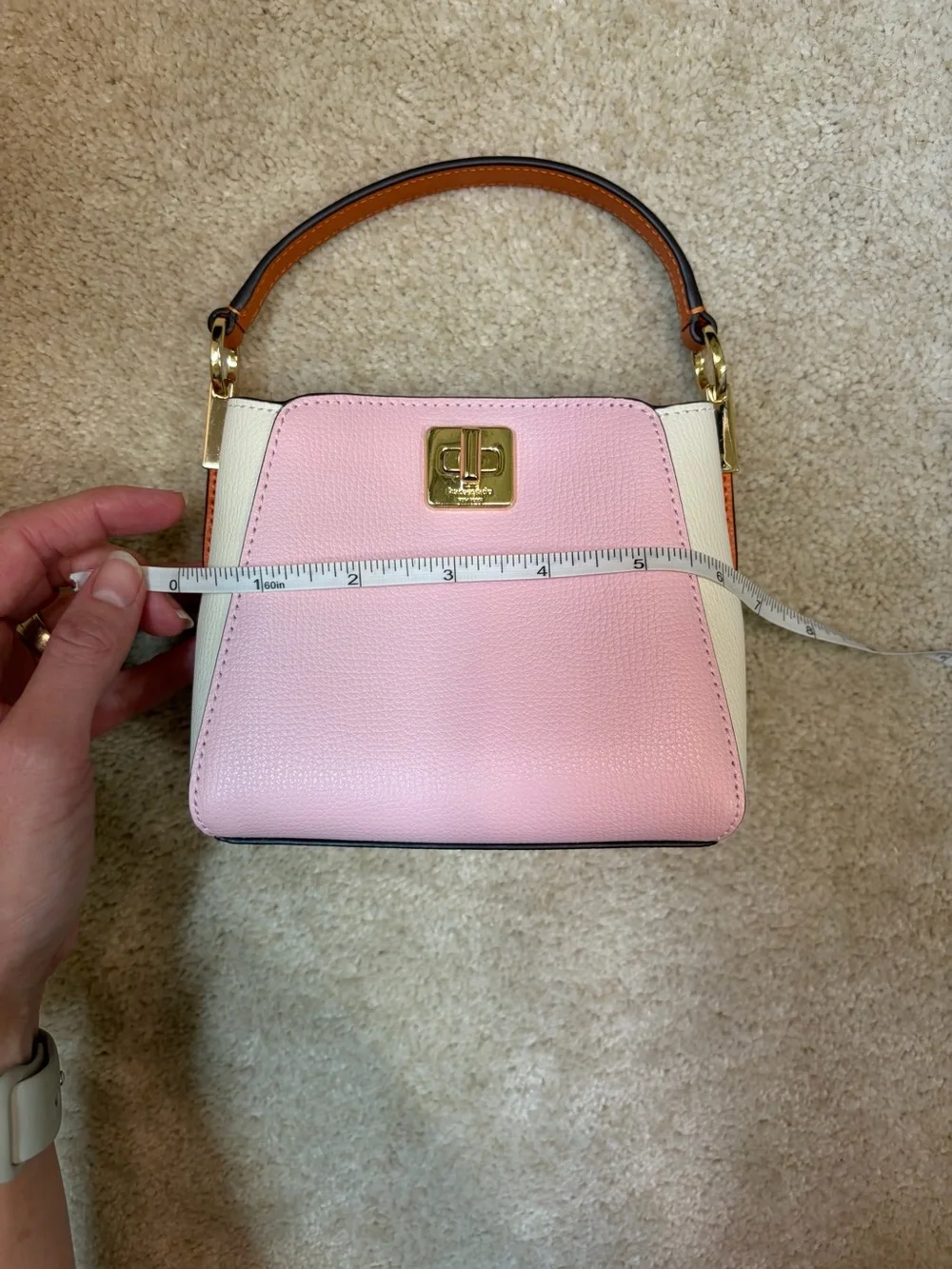 Kate Spade Phoebe Mini Top Handle Crossbody Pink, White and Orange Colorblock - Picture 13 of 16